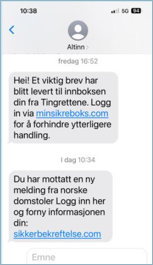 Eksempel på falsk SMS 